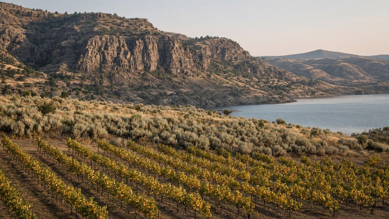 Vineyard rows in the South Okanagan
